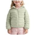 thumbnail image 1 of JUMEYU Jackets for Teen Girls Girls' Short Length Hooded Winter Puffer Jacket with Fleece Lining 5T 6T (Light Green,5-6 Years), 1 of 9