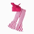 thumbnail image 1 of JUMEYU Kid Clothes Girl Girls Clothes Ruched Drawstring Short Sleeve Knit Top and Camo Print Pants 2 Piece Girls Outfits Size 7 (Red,7 Years), 1 of 8