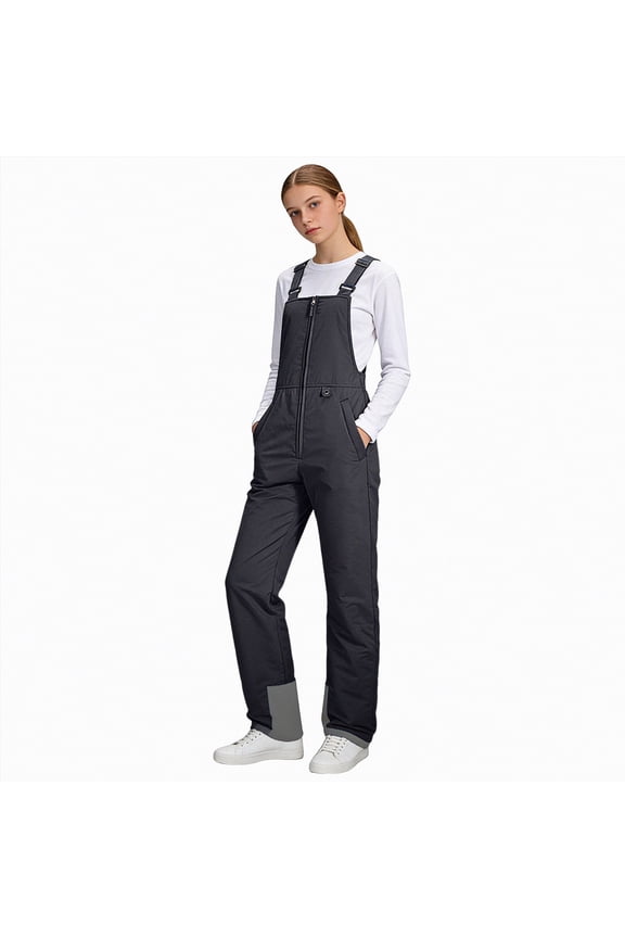 JUMEYU Kid Snow Pants Girls Boys Girls Unisex Classic Ski & Snow Bib Overall Winter Snowsuit Water-Resistant Windproof Outdoor Rain Bib Size 7-8 (Black,7-8 Years)