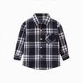 thumbnail image 1 of JUMEYU Kids Button Up Shirt Kids Boys Sherpa Lined Flannel Shacket Jacket Shirt Plaid Snap Shirt Fall Winter Playwear 7T 8T (Grey,7-8 Years), 1 of 1