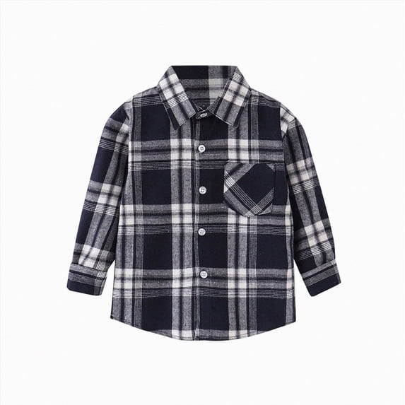JUMEYU Kids Button Up Shirt Kids Boys Sherpa Lined Flannel Shacket Jacket Shirt Plaid Snap Shirt Fall Winter Playwear 7T 8T (Grey,7-8 Years)