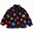 thumbnail image 1 of JUMEYU Kids Fleece Jacket with Hood Toddler Girls Flower Print Fleece Zip-Up Jacket Winter Coat 5T 6T (Black,5-6 Years), 1 of 8