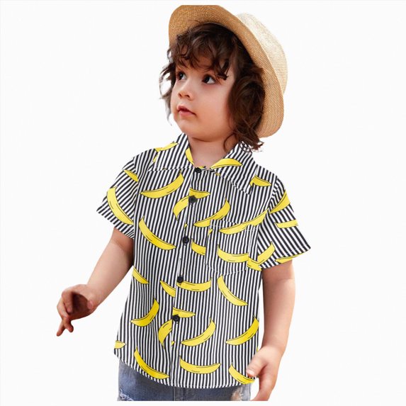 JUMEYU Kids Hawaiian Shirts Short Sleeve Baby Boy Clothes Button Down Short Sleeve Shirts Shirt Tops Summer Clothes 3T 4T (Yellow,3-4 Years)