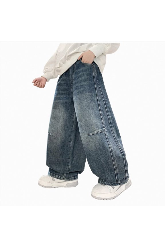 Kids Jeans Boys' Denim Jeans, Elastic Waist Pants for Kids Size 9-10 (Blue,9-10 Years)