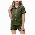 thumbnail image 1 of JUMEYU Kids Pajama Little Kids Unisex Pjs Set Girls Boys Silk Pajama Sets Satin Clasic Sleepwear Summer 2 Pieces Button Down Nighty Size 8-9 (AG,8-9 Years), 1 of 4