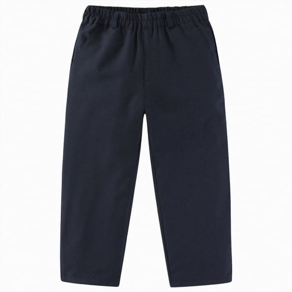 JUMEYU Kids Pants Boys Boys Dress Pants Flat Front Slacks for Boys School Uniform Pants Adjustable Waist Trousers Size 13-14 (Navy,13-14 Years)