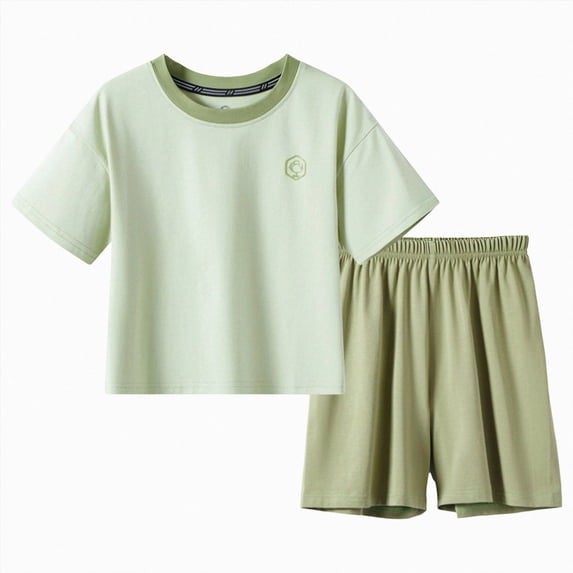 JUMEYU Kids Pjs Boys Shorts Kids Soft Sleepwear Short Sleeve Boys Girls Pajama Outdoor 2-Piece Tops&Shorts Casual sets Size 11-12 (Green,11-12 Years)