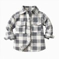 thumbnail image 1 of JUMEYU Kids Plaid Jacket Toddler Boys Plaid Shirt Jacket Kids Long Sleeve Button down Warm Shirt Coat Top Children Fall Winter Clothes 5T 6T (Grey,5-6 Years), 1 of 9
