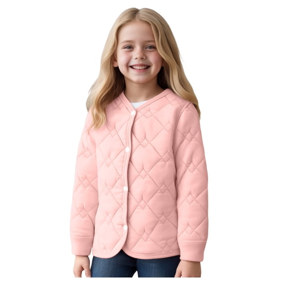 JUMEYU Kids Puffer Hooded Jacket Girls' Short Length Hooded Winter Puffer Jacket with Fleece Lining Size 7-8 (Pink,7-8 Years)