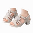 thumbnail image 1 of JUMEYU Girls Rhinestone Sandals Girls Sandals Low Heel Dress Open Toe Sandals Flower Party for Little Kid/Big Kid Size 2.5 (Beige,Big Kids 2.5), 1 of 9