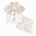 thumbnail image 1 of JUMEYU Kids Toddler Girl Pajamas Fuzzy Trim Satin Button Down Shirt Top and Shorts 2pcs Pjs Sets Sleepwear 18 24 Months (Pink,18-24 Months), 1 of 1