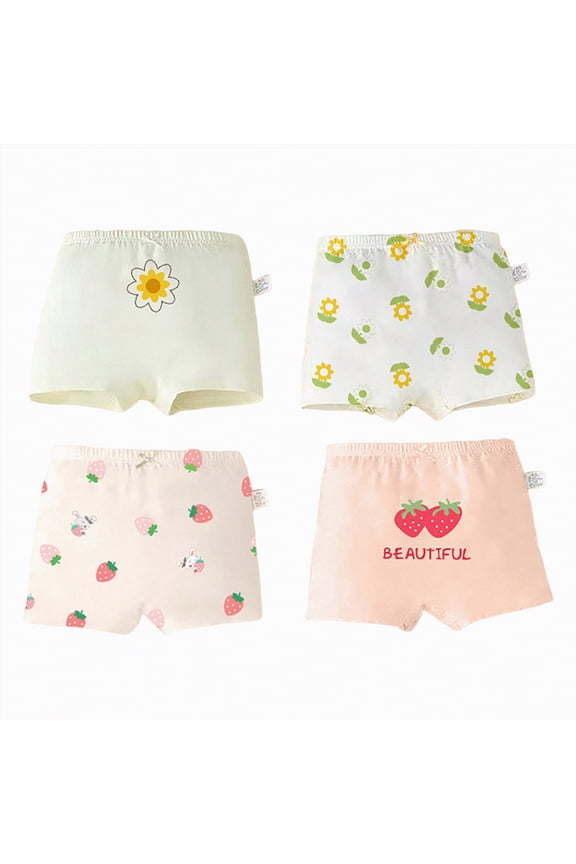 Kids Underwear Girl Panties Cute Toddler Underwear Floral Fun Briefs Underpants 4 Packs Size 6-8 (Yellow,6-8 Years)