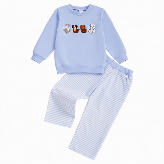 JUMEYU Little Boy Clothes Outfits Sets Kid Little Boy Outfit Sweatshirt and Pants Set 2Pc Fall Clothes 5T 6T (Blue,5-6 Years)