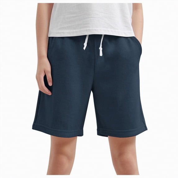 JUMEYU Little Boys Basketball Shorts Boys' School Uniform Flat Front Shorts Moisture Wicking Performance Fabric Wrinkle & Fade Resistant 5t 6t (Navy,5-6 Years)