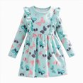 thumbnail image 1 of JUMEYU Little Girls Cotton Long Sleeve Cartoon Appliques Summer Casual Dress 3T 4T (Green,3-4 Years), 1 of 8