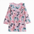 thumbnail image 1 of JUMEYU Little Girls Cotton Long Sleeve Cartoon Appliques Summer Casual Dress 6T 7T (Pink,6-7 Years), 1 of 9