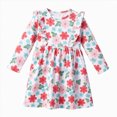 thumbnail image 1 of JUMEYU Little Girls Cotton Long Sleeve Floral Print Fall Casual Dress 2T 3T (White,2-3 Years), 1 of 8