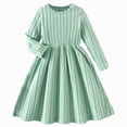 thumbnail image 1 of JUMEYU Little Girls Ribbed Knit Dress Round Neck Long Sleeve Waist Casual Solid Color Dresses 3T 4T (Mint Green,3-4 Years), 1 of 9