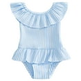 thumbnail image 1 of JUMEYU Little Girls Swimsuits Baby Girls Swimsuit Toddler Ruffled Bikini One-Piece Swimwear Baby Girl Bathing Suits Kids Swimming Bathing Beachwear 12 18 Months (Sky Blue,12-18 Months), 1 of 6