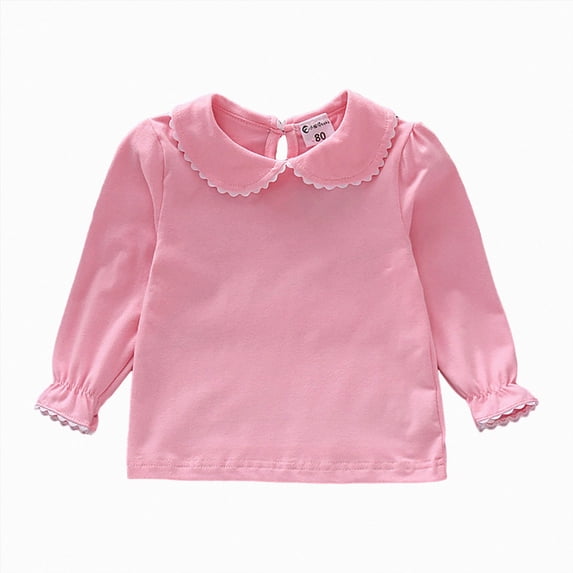 JUMEYU Long Sleeve Toddler Shirt Girls' Long Sleeve Cotton T-Shirt: Classic Comfort & Cute Long Sleeve Shirts for Teen Girls 9 12 Months (Pink,9-12 Months)