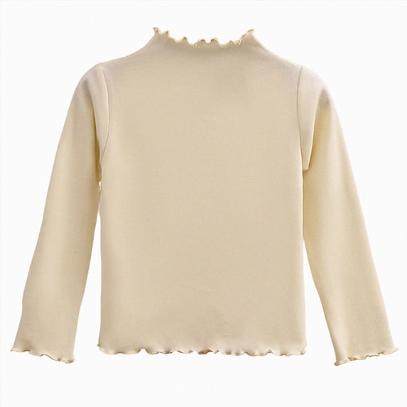 JUMEYU Long Sleeve Toddler Shirt Girls Long Sleeve Shirts Kids Crewneck Curved Hem Tunic Tops Plain Fall T Shirt 18 24 Months (Beige,18-24 Months)