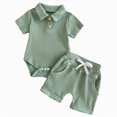 thumbnail image 1 of JUMEYU Newborn Baby Boy Clothes Set Infant Boys Summer Clothes Sets Casual Outfits Short Sleeves Romper Letter Print Top Shorts Sets 2pcs Holiday Clothing 0 3 6 9 12 18 24 Months (AG,12-18 Months), 1 of 5