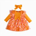 thumbnail image 1 of JUMEYU Newborn Baby Girls Knit Butterfly Mesh Dress Long Sleeve Lace Ruffle Romper Outfit 12 18 Months (Orange,12-18 Months), 1 of 6