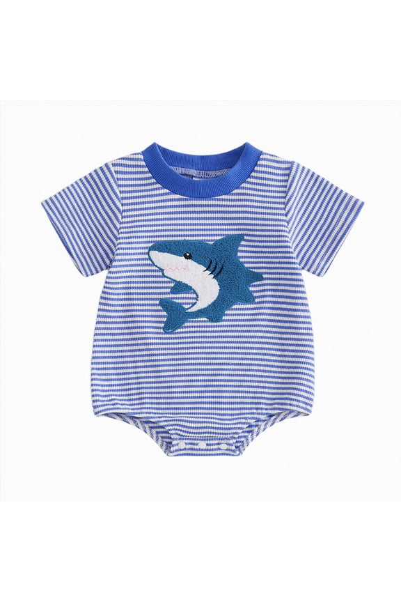 Newborn Boy Bodysuit Clothes Baby-Boys One-Pack Short Sleeve Bodysuits Cotton for Infant Baby Boys 0 3 6 9 12 18 24 Months (Blue,0-3 Months)