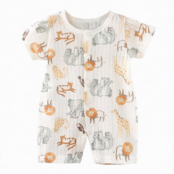 JUMEYU Newborn Boy Clothes Baby Boys' One Pack Short Sleeve Romper Toddler Outfits 0 3 6 9 12 18 24 Months (Orange,18-24 Months)