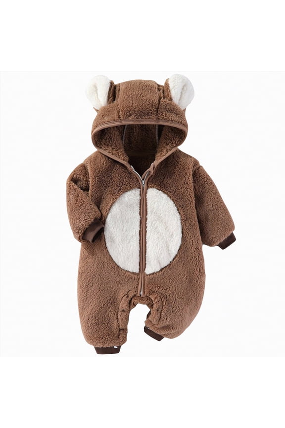 Newborn Clothes Baby Long Sleeve Romper Jumpsuit, Premium Soft Rayon Boy Girl 2-Way Zipper Coverall Romper 0 3 6 9 12 18 24 Months (Coffee,3-6 Months)