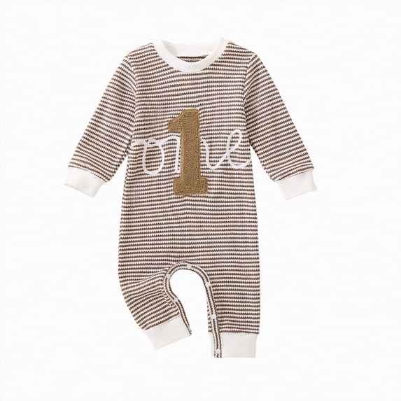 JUMEYU Newborn Clothes Neutral Baby Boy Girl Outfit Newborn Boys Girls Jumpsuit Infant Cute Fall Clothes 0 3 6 9 12 18 24 Months (Brown,12-18 Months)