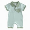 thumbnail image 1 of JUMEYU Newborn Romper Baby Boy Summer Baby Boy Short Sleeve Jumpsuit Romper One Piece Clothes 0 3 6 9 12 18 24 Months (Green,3-6 Months), 1 of 7