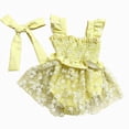 thumbnail image 1 of JUMEYU Newborn Romper Baby Girl Newborn Baby Girl Summer Outfit Linen Ruffle Bubble Romper Dress One Piece Bodysuit Jumpsuit Infant Summer Clothes 0 3 6 9 12 18 24 Months (Yellow,9-12 Months), 1 of 9