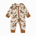 thumbnail image 1 of JUMEYU Newborn Romper Baby Pajamas with Mitten Infant Romper Zip Up One Piece Jumpsuits Outfit (Coffee,6-12 Months), 1 of 7