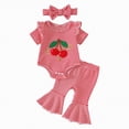 thumbnail image 1 of JUMEYU Newborn summer Clothes Girl Newborn Baby Girl Clothes Infant Romper Spring summer Outfits Gifts Bottoms Pant Sets for Girls 0 3 6 9 12 18 24 Months (Red,0-3 Months), 1 of 5