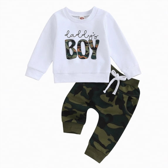 JUMEYU Outfits for Toddler Boys Baby Toddler Boy Girl Fall Winter Clothes Pullover Pants Sets Infant Long Sleeve Sweatshirt Outfits 3 6 9 12 24 Months 2T 3T 4T (Camouflage,0-6 Months)