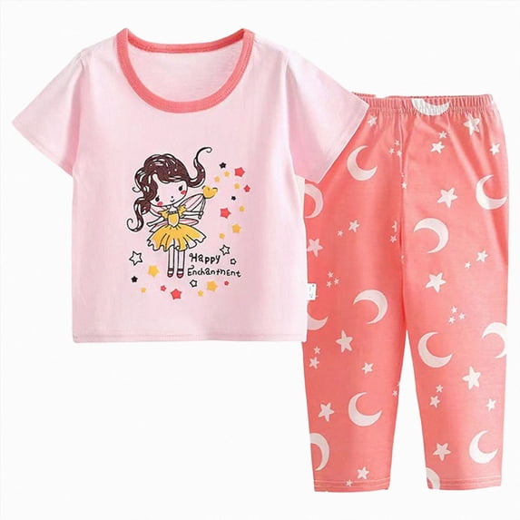 JUMEYU Pajama Set for Girls Toddler Girls Kids Pajama Sets Short Summer Cool Sleepwear Pjs 2pcs Set 3T 4T (Pink,3-4 Years)