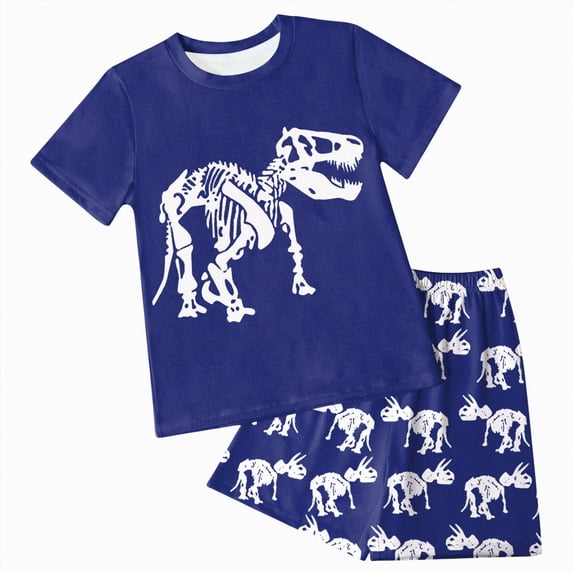 JUMEYU Pajamas Boys Summer Boys Pajamas for Kids 2 Piece Sleepwear Sets for Boys Pajama Bottoms and Sleep Shirts Size 9-10 (Blue,9-10 Years)
