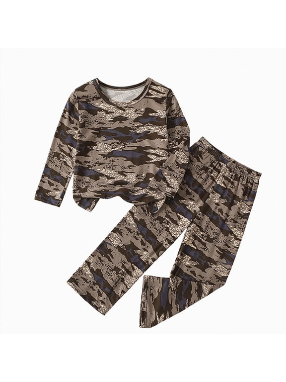 Pajamas for Boys Pattern Pajama Sets Long Sleeve Boys Pajamas 2 Piece Pjs Kids Sleepwear 3T 4T (Camouflage,3-4 Years)