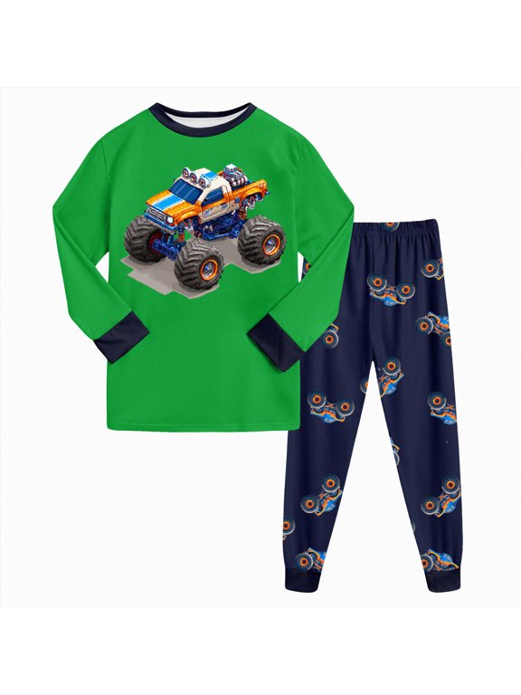 Pajamas for Toddler Boys Boys' Simple Pattern Pajamas Essential Cotton Sleep Set 3T 4T (Green,3-4 Years)