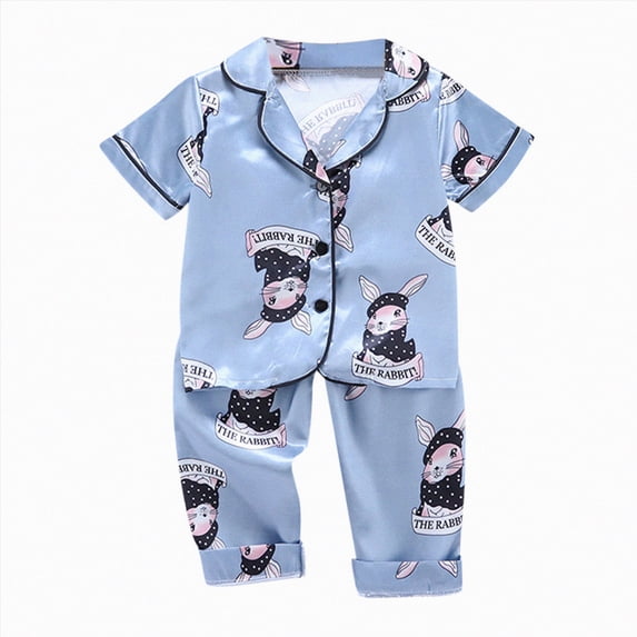 JUMEYU Pajamas for Toddler Girls Girls 2 Pieces Pajamas Sleepwear Pjs Shirts Pants Set 3T 4T (Blue,3-4 Years)