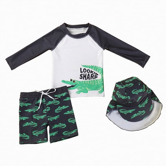 JUMEYU Rash Guard for Boys Swim Boys Rash Guard Swimsuits Set for Boys 2 Piece Swim Shirts Quick Dry Bathing Suits Size 10-11 Years (Black,10-11 Years)