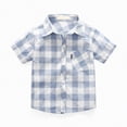 thumbnail image 1 of JUMEYU Shirts for Boys Boys' Short Sleeve Cotton Casual Shirt Size 9-10 (Light Blue,9-10 Years), 1 of 3