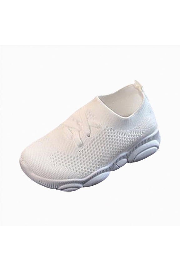 Shoes for Kids Boy Boys Girls Sneakers Kids Lightweight Breathable Strap Athletic Running Shoes for Big KidBig Kid Size 2 (White,Big Kids 2)
