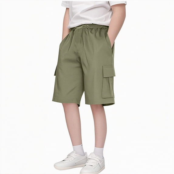 JUMEYU Shorts for Big Boys Big Boy's Shorts Summer Drawstring Elastic Waist Casual Shorts for Boys with Pockets Size 9-10 (AG,9-10 Years)