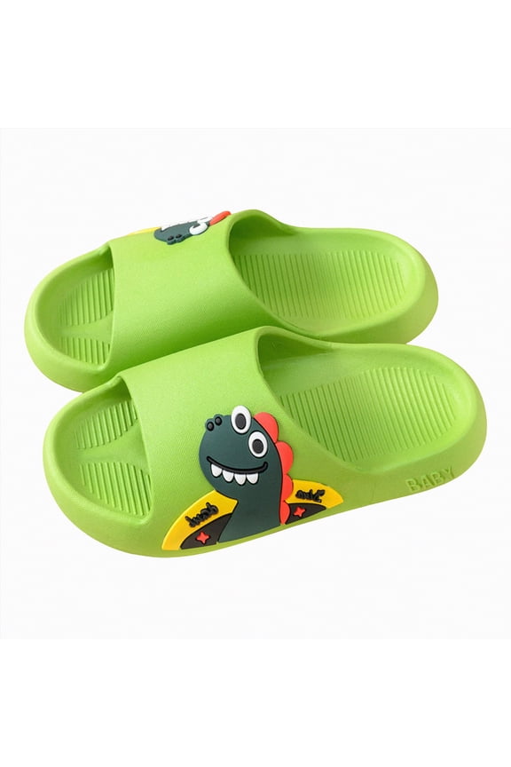 Slippers for Boys Kids Slides Boys Girls Shower Slippers Slip On Slide Sandals Non-Slip Summer Beach Pool Shoes Size 3 (Green,Big Kids 3)