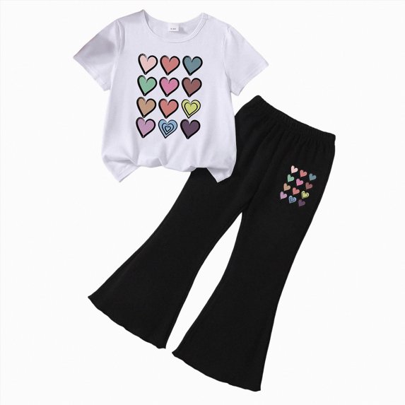 JUMEYU Summer Clothes for Girls Girls Clothes Shirt + Cargo Pants Sets Summer Outfits Size 6-7 (A,6-7 Years)