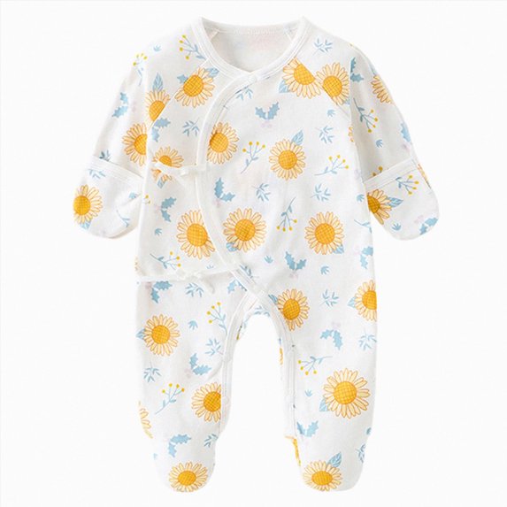 JUMEYU Summer Rompers for Baby Girls Newborn Baby Girl Fall Clothes Ribbed Long Sleeve Romper with Headband Infant 2Pcs Coming Home Outfit 0 3 6 9 12 18 Months (Light Yellow,1-3 Months)