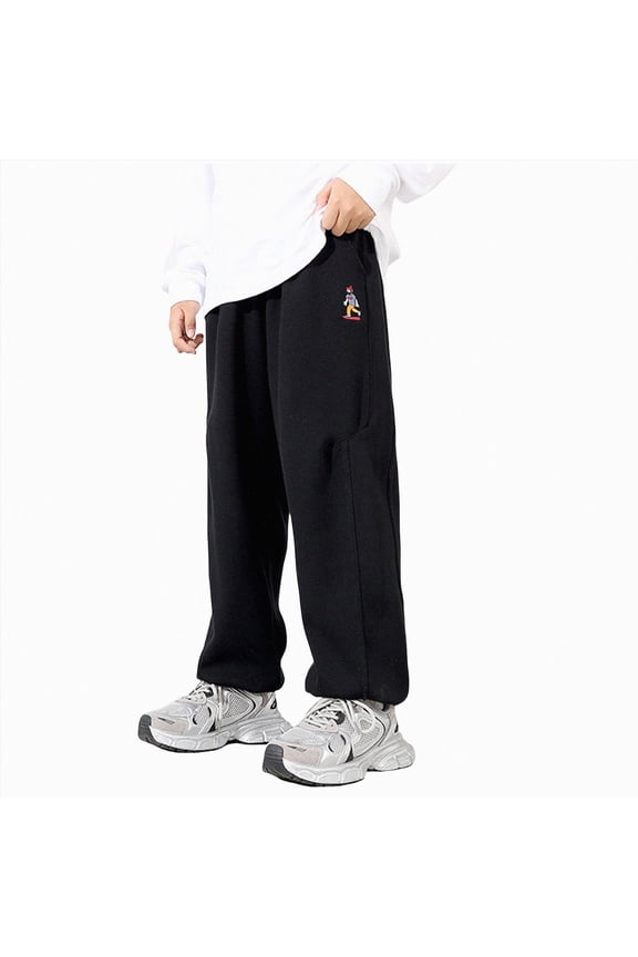 Sweatpants for Teens Boys Sweatpants Joggers Slim Fit for Relax Fit Size 7-8 (Black,7-8 Years)