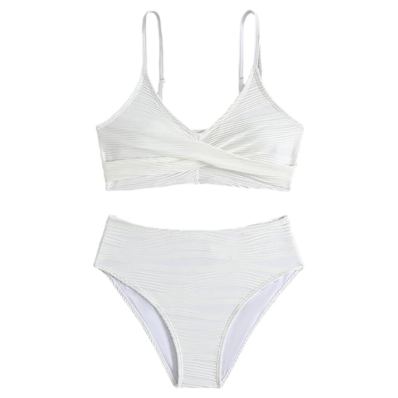 JUMEYU Swimsuit for Girls 2 Piece Teen Girls Swimwear Botanical Print Pattern Ruffle Patchwork Bathing Suits Swimdress Beach Wear Two Piece Split Swimsuit Size 13-14 Years (White,13-14 Years)